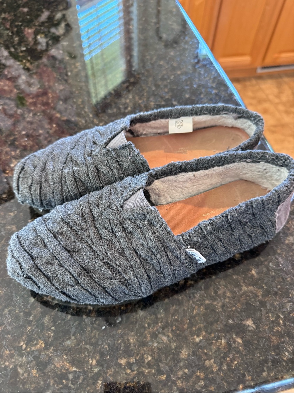 Cozy Grey Slip-On Quilted Slippers Toms